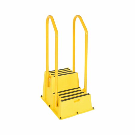 VESTIL 2 Step Yellow Polyethylene Nestable with Handrails SPN-2-YL-HR